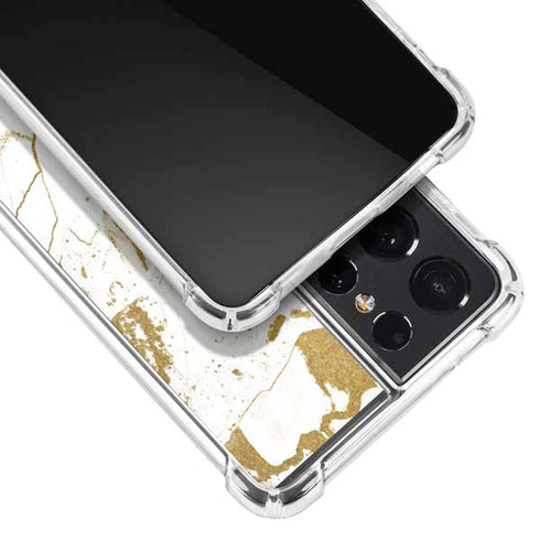 White Scattered Marble Galaxy S21 Ultra 5G Clear Case